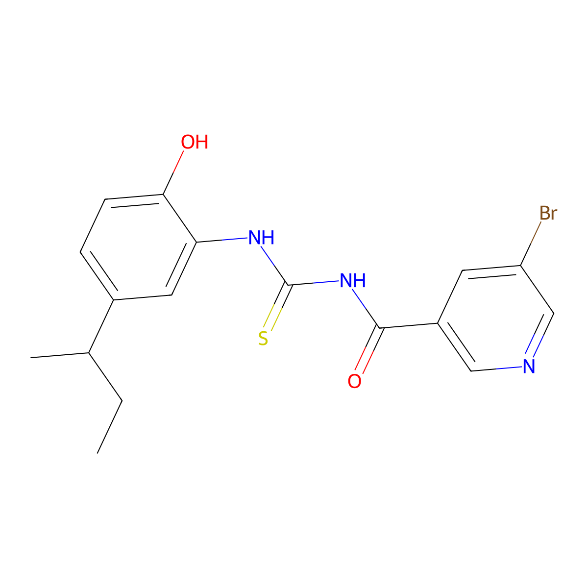 5-bromo-N-{[5-(butan-2-yl)-2-hydroxyphenyl]carbamothioyl}pyridine-3-carboxamide molecular structure, CAS 433318-02-6