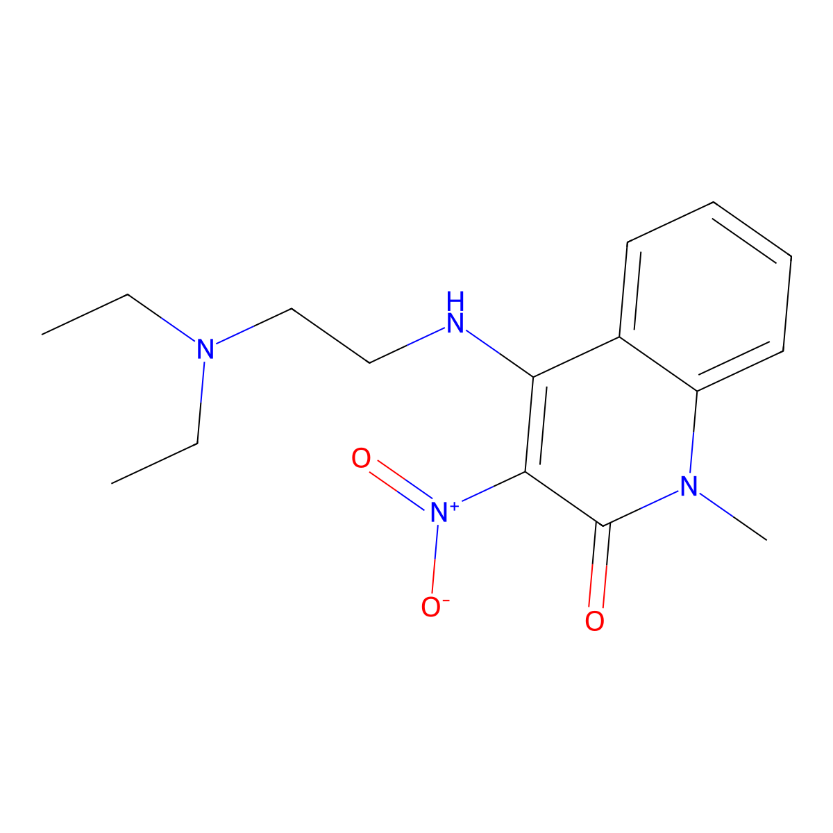 4-((2-(diethylamino)ethyl)amino)-1-methyl-3-nitroquinolin-2(1H)-one molecular structure, CAS 433318-33-3