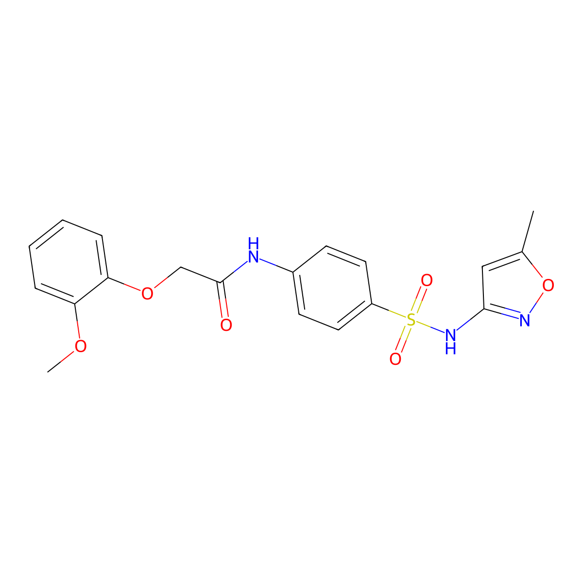 2-(2-methoxyphenoxy)-N-(4-(N-(5-methylisoxazol-3-yl)sulfamoyl)phenyl)acetamide molecular structure, CAS 433318-40-2