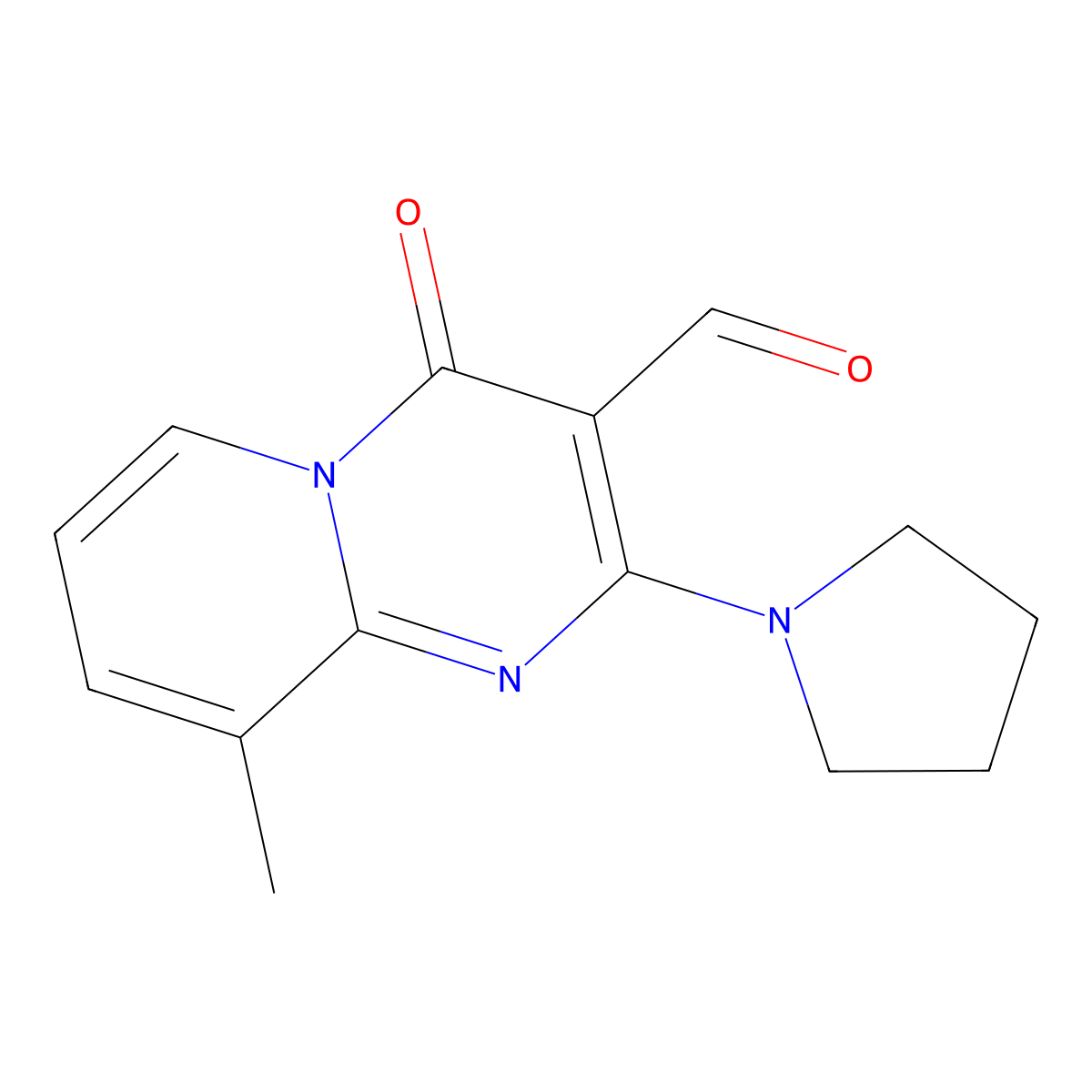 9-Methyl-4-oxo-2-pyrrolidin-1-yl-4H-pyrido[1,2-a]pyrimidine-3-carbaldehyde molecular structure, CAS 433318-45-7