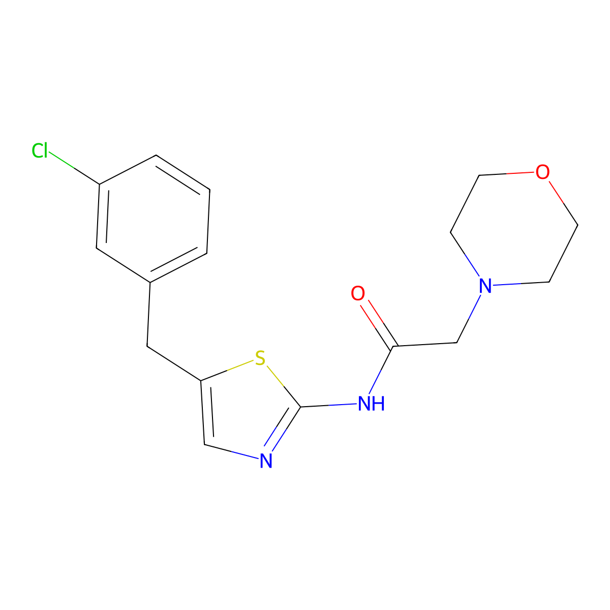 N-[5-(3-Chloro-benzyl)-thiazol-2-yl]-2-morpholin-4-yl-acetamide molecular structure, CAS 433318-48-0