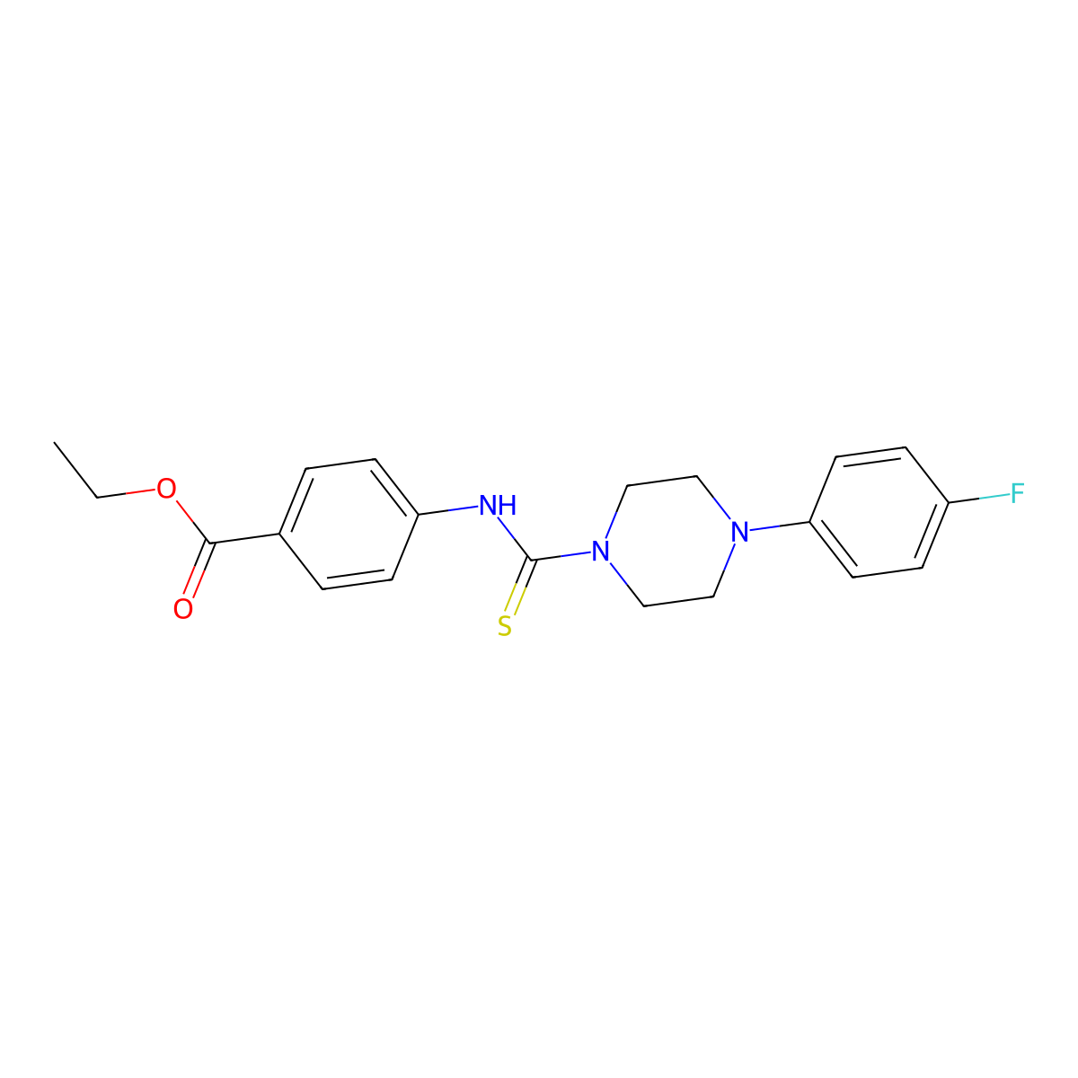 Ethyl 4-({[4-(4-fluorophenyl)piperazinyl]thioxomethyl}amino)benzoate molecular structure, CAS 433318-51-5
