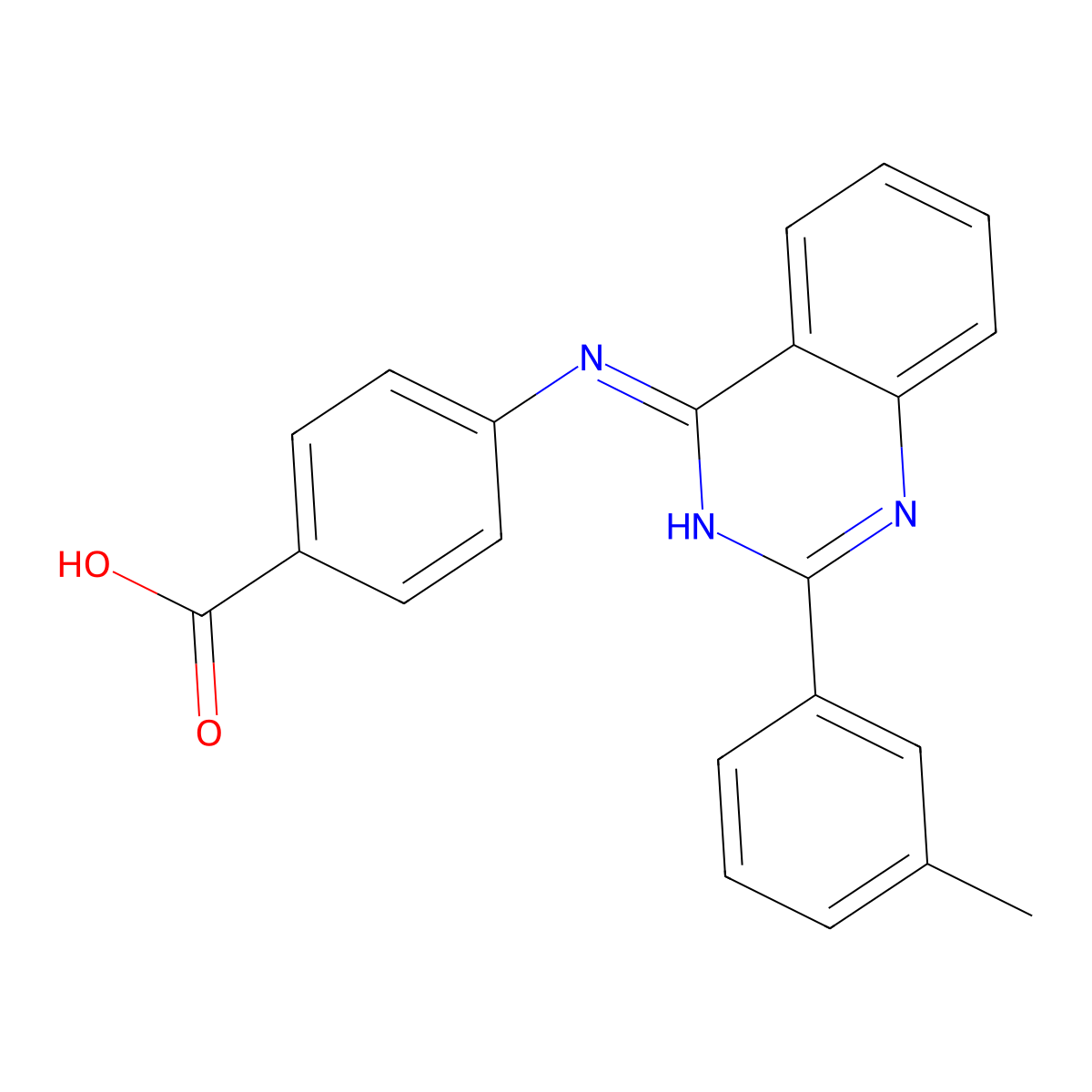 4-((2-(m-Tolyl)quinazolin-4-yl)amino)benzoic acid molecular structure, CAS 433318-76-4