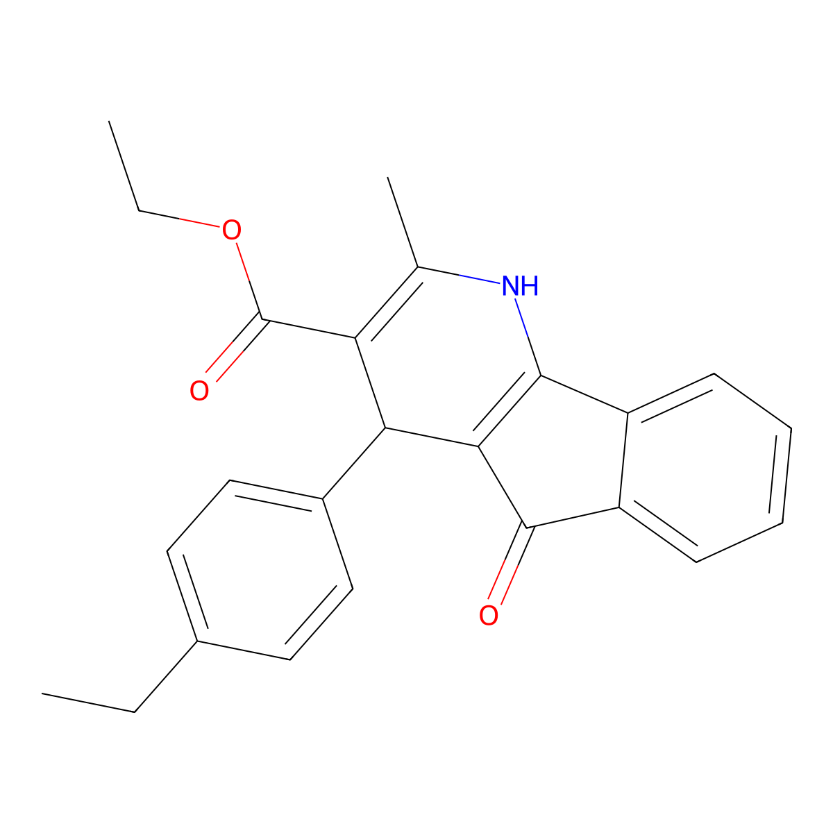 ethyl 4-(4-ethylphenyl)-2-methyl-5-oxo-4,5-dihydro-1H-indeno[1,2-b]pyridine-3-carboxylate molecular structure, CAS 433318-79-7