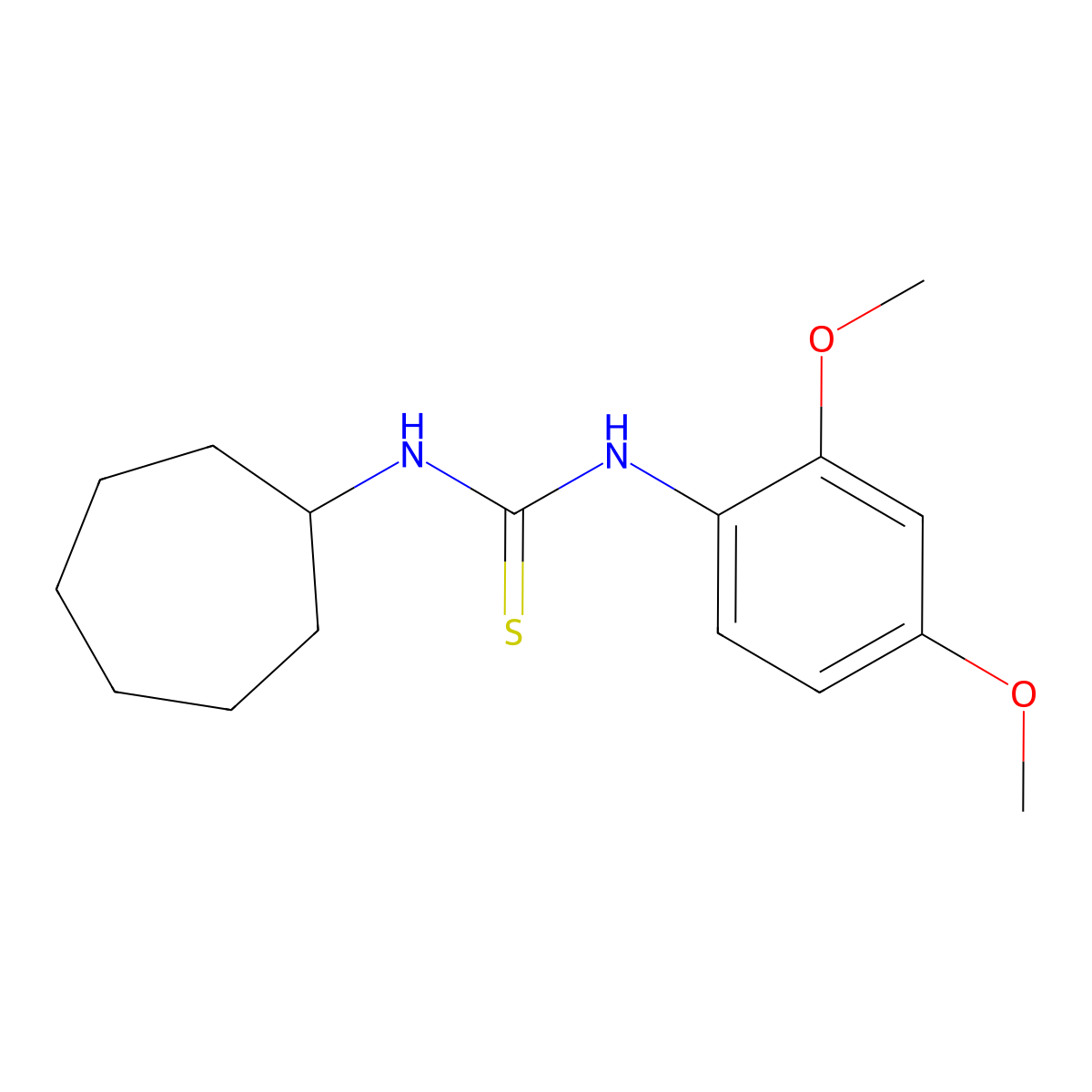 1-Cycloheptyl-3-(2,4-dimethoxyphenyl)thiourea molecular structure, CAS 433319-05-2