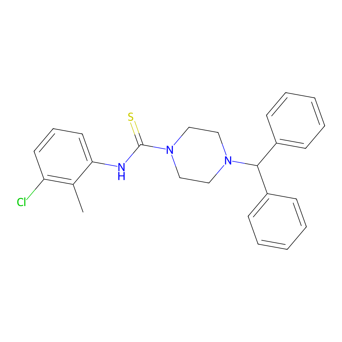 4-benzhydryl-N-(3-chloro-2-methylphenyl)piperazine-1-carbothioamide molecular structure, CAS 433319-15-4