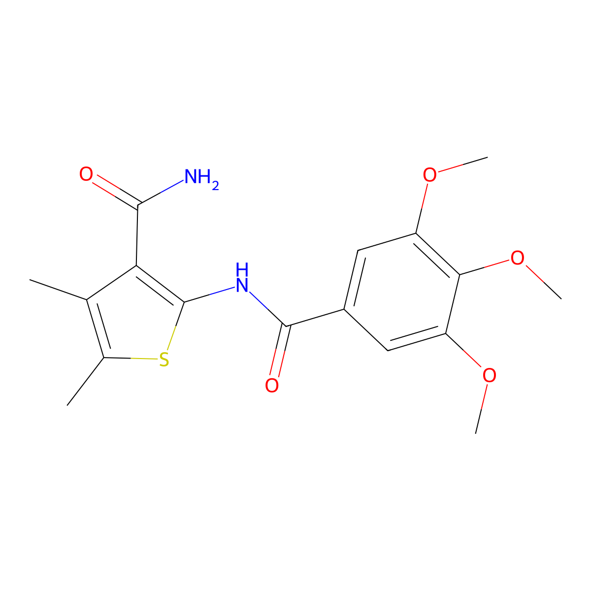 4,5-Dimethyl-2-(3,4,5-trimethoxybenzamido)thiophene-3-carboxamide molecular structure, CAS 433319-31-4