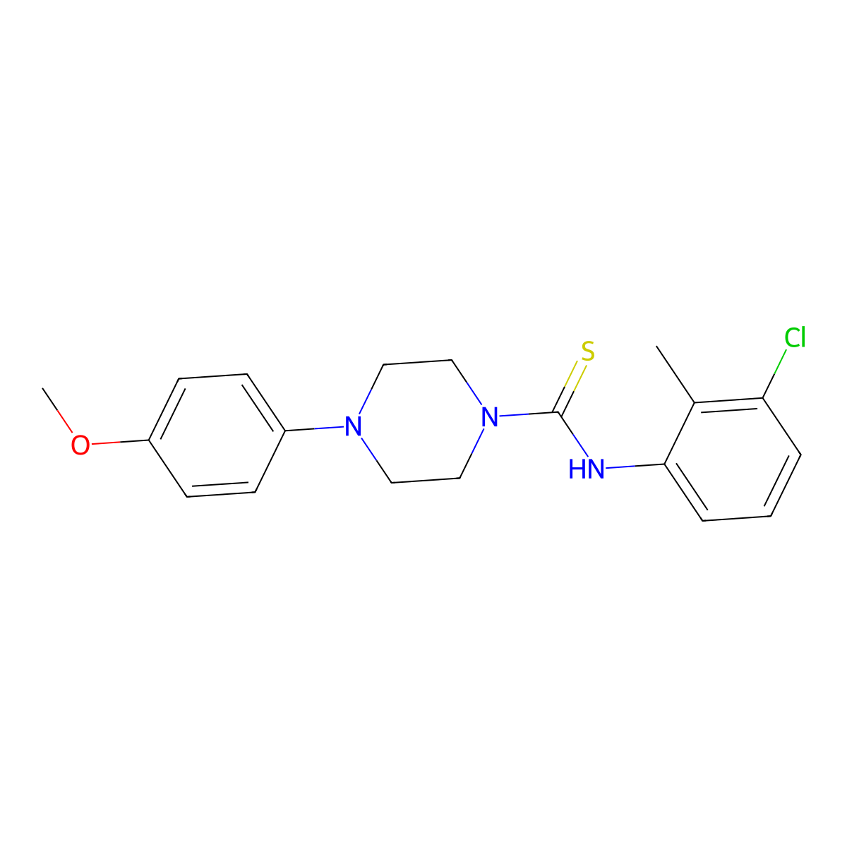 N-(3-chloro-2-methylphenyl)-4-(4-methoxyphenyl)piperazine-1-carbothioamide molecular structure, CAS 433319-35-8