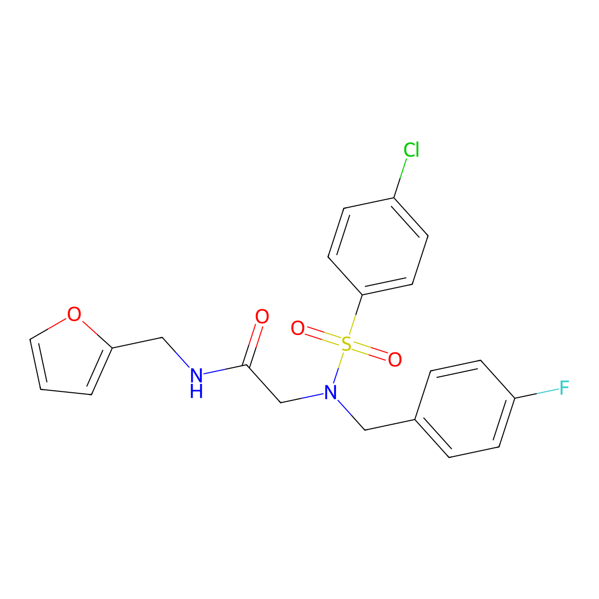 2-[(4-chlorophenyl)sulfonyl-[(4-fluorophenyl)methyl]amino]-N-(furan-2-ylmethyl)acetamide molecular structure, CAS 433319-48-3