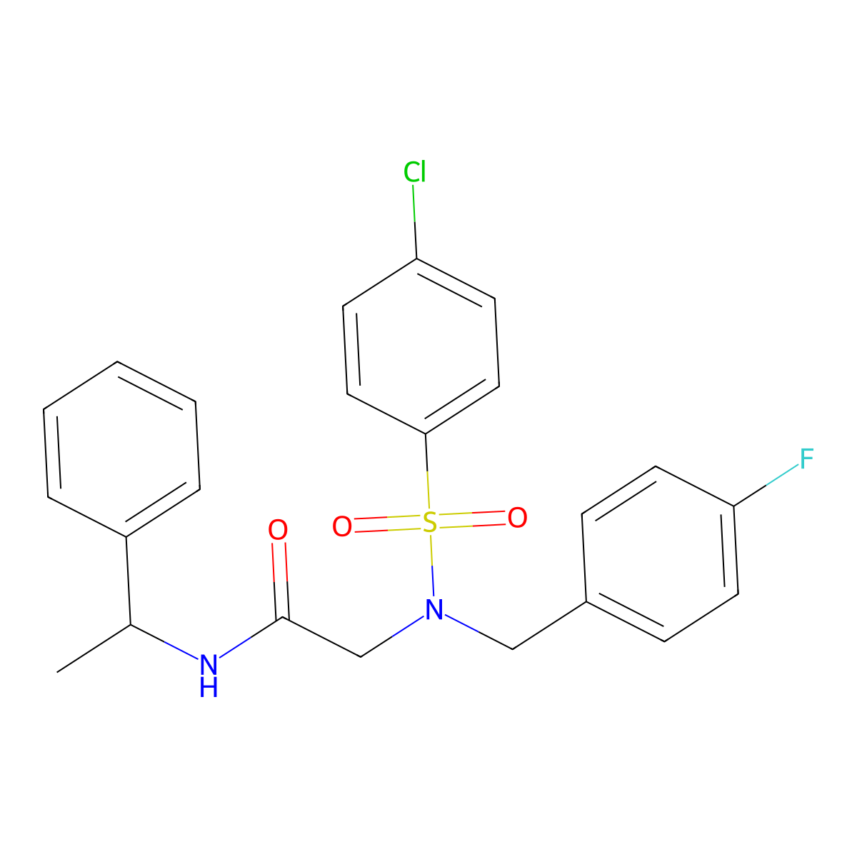 2-[(4-chlorophenyl)sulfonyl-[(4-fluorophenyl)methyl]amino]-N-(1-phenylethyl)acetamide molecular structure, CAS 433319-81-4