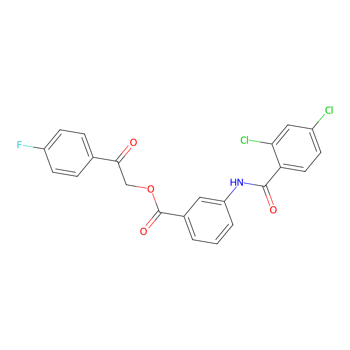 2-(4-Fluorophenyl)-2-oxoethyl 3-[(2,4-dichlorobenzoyl)amino]benzoate molecular structure, CAS 433319-90-5