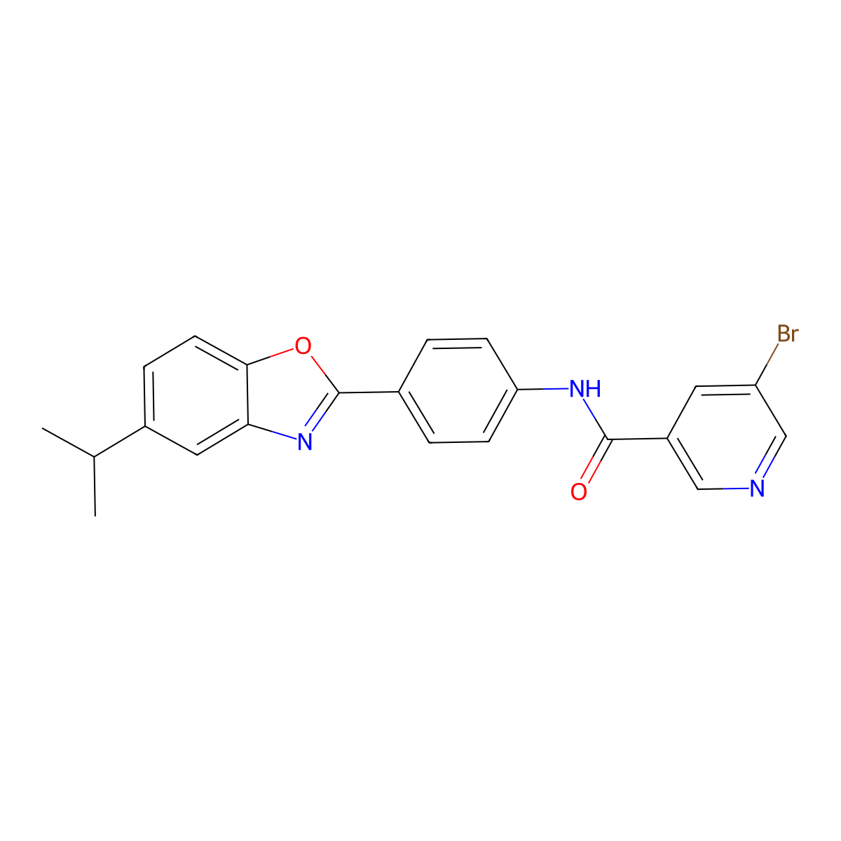 5-bromo-N-{4-[5-(propan-2-yl)-1,3-benzoxazol-2-yl]phenyl}pyridine-3-carboxamide molecular structure, CAS 433319-96-1