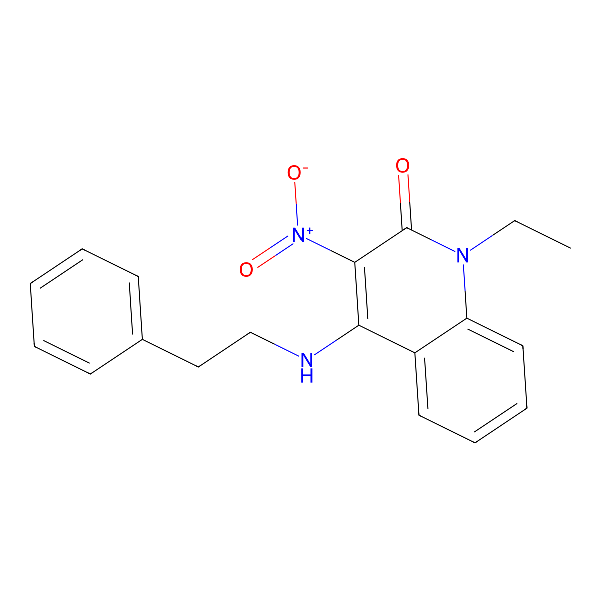 1-ethyl-3-nitro-4-(phenethylamino)quinolin-2(1H)-one molecular structure, CAS 433320-38-8