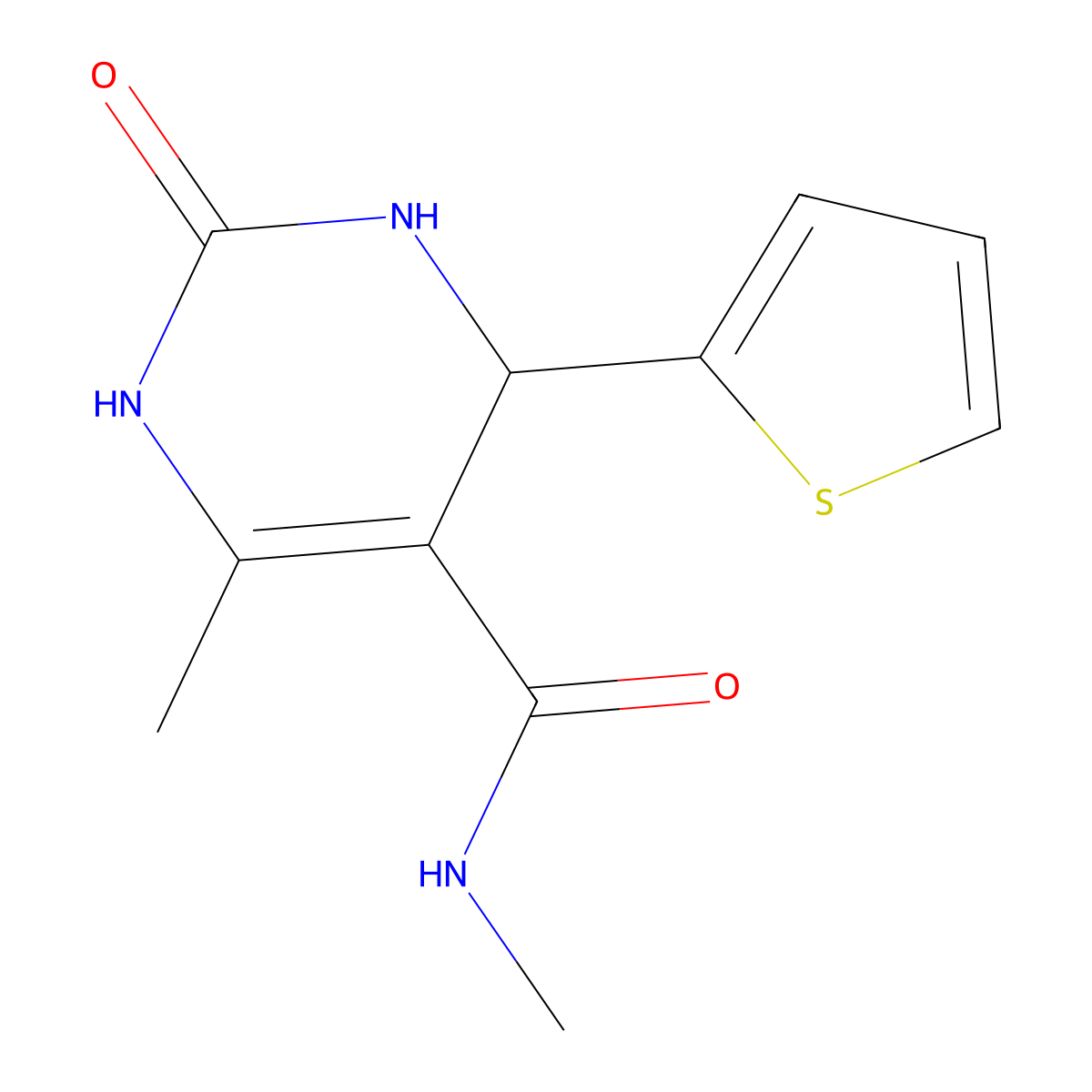 N,6-dimethyl-2-oxo-4-(thiophen-2-yl)-1,2,3,4-tetrahydropyrimidine-5-carboxamide molecular structure, CAS 433320-81-1