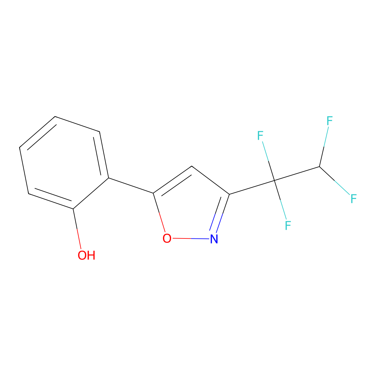 2-[3-(1,1,2,2-Tetrafluoroethyl)-1,2-oxazol-5-yl]phenol molecular structure, CAS 433320-84-4