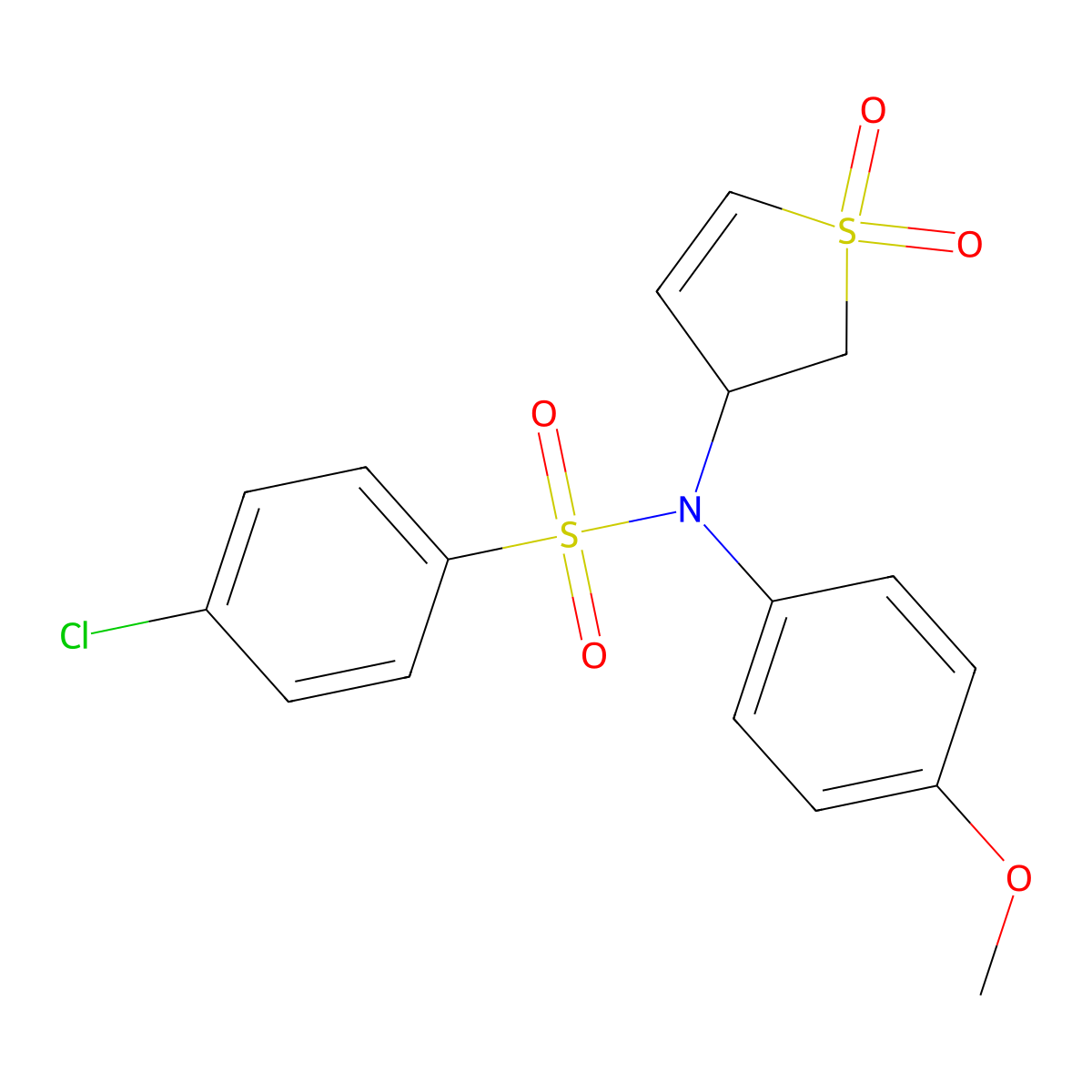 4-chloro-N-(1,1-dioxido-2,3-dihydrothiophen-3-yl)-N-(4-methoxyphenyl)benzenesulfonamide molecular structure, CAS 433321-11-0
