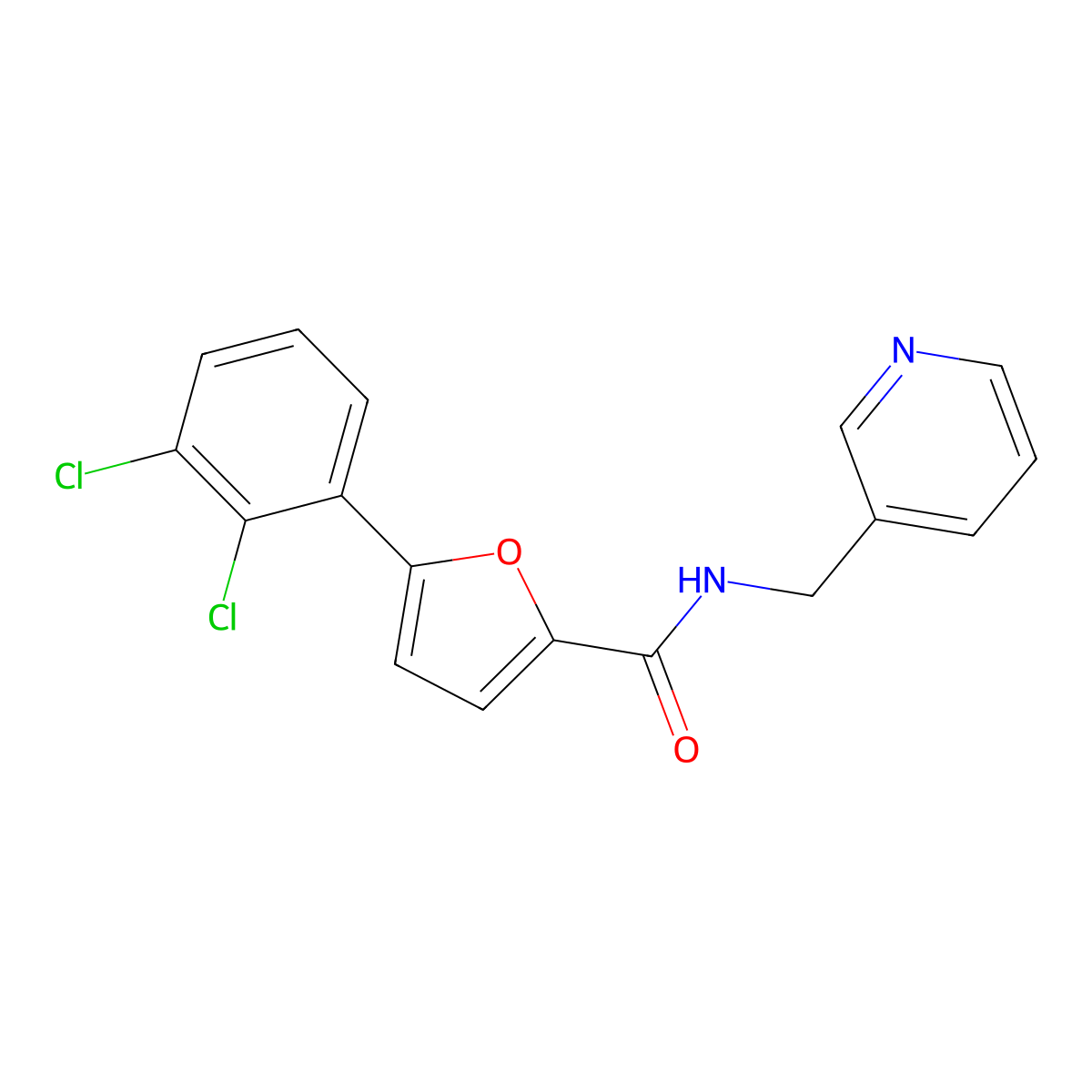 5-(2,3-dichlorophenyl)-N-(pyridin-3-ylmethyl)furan-2-carboxamide molecular structure, CAS 433321-47-2
