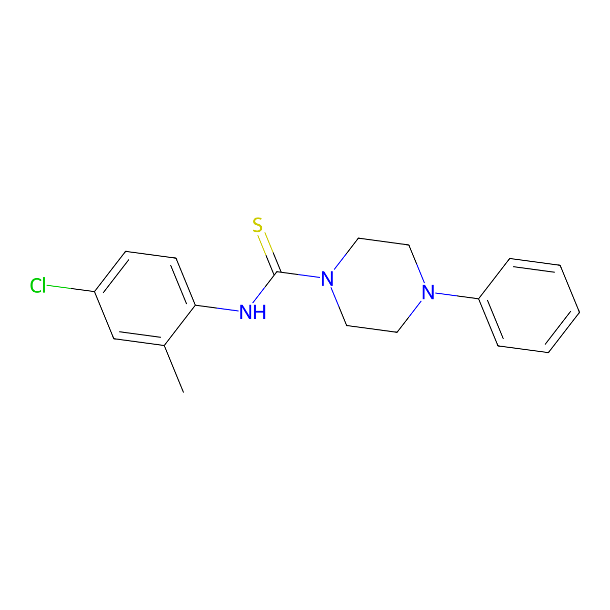 N-(4-chloro-2-methylphenyl)-4-phenylpiperazine-1-carbothioamide molecular structure, CAS 433321-62-1