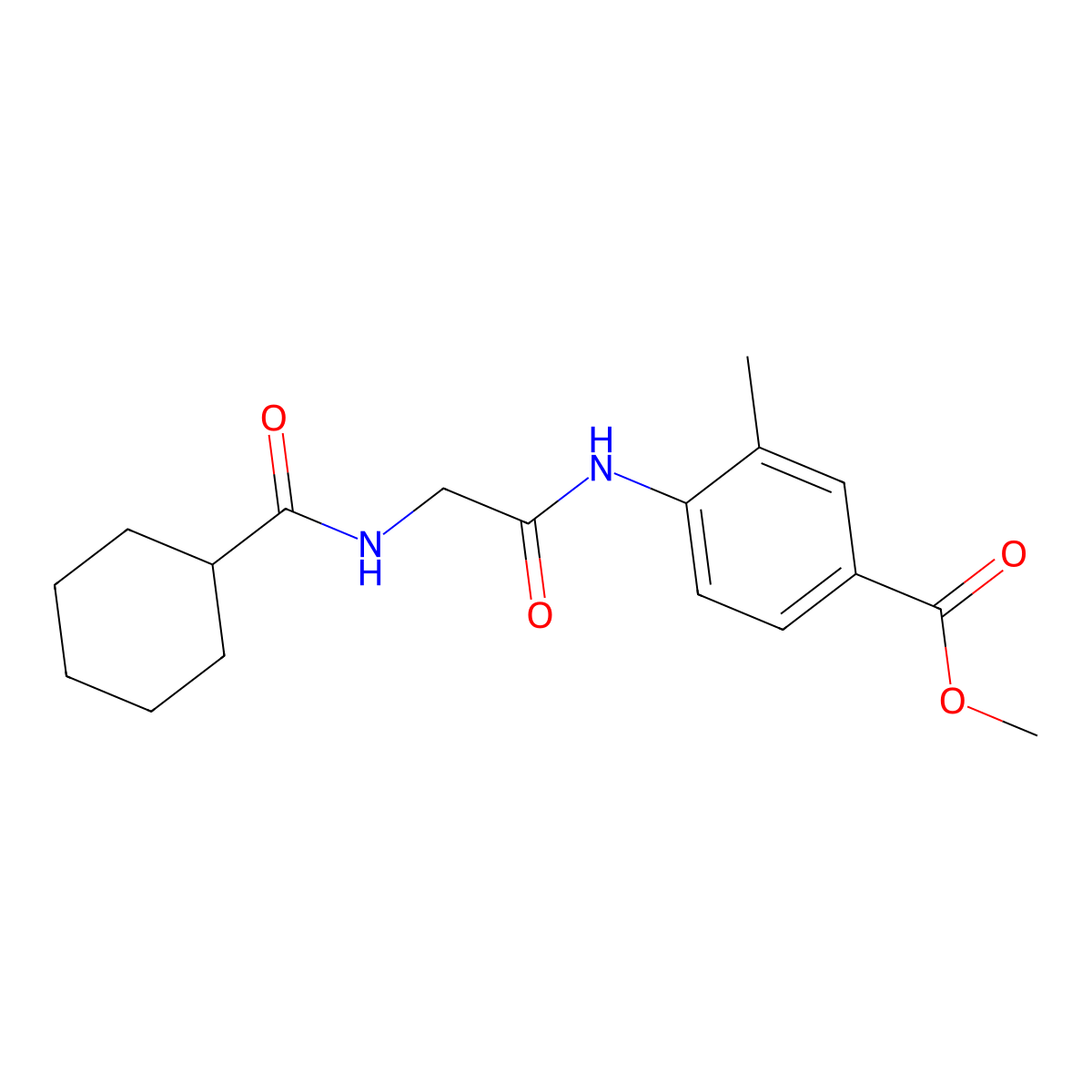 Methyl 4-(2-(cyclohexanecarboxamido)acetamido)-3-methylbenzoate molecular structure, CAS 433321-75-6
