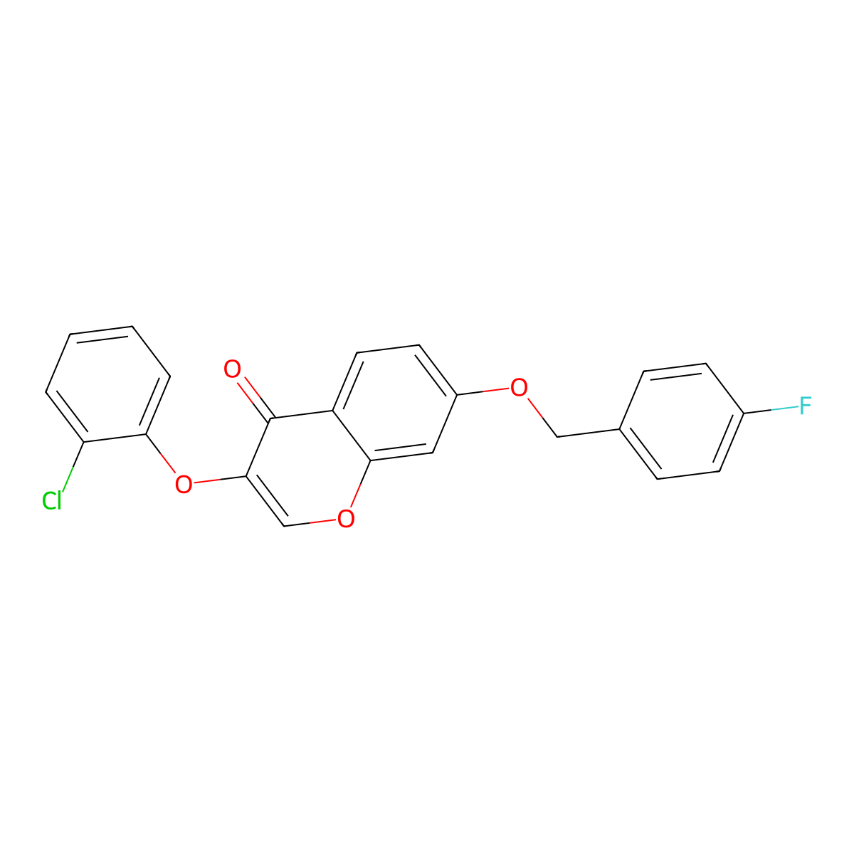 3-(2-Chlorophenoxy)-7-[(4-fluorophenyl)methoxy]chromen-4-one molecular structure, CAS 433321-79-0