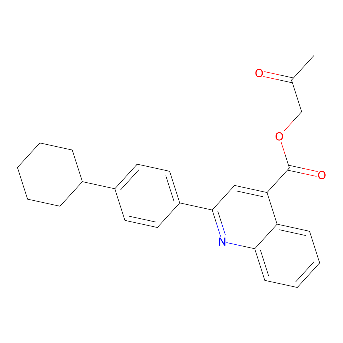2-Oxopropyl 2-(4-cyclohexylphenyl)quinoline-4-carboxylate molecular structure, CAS 433322-12-4
