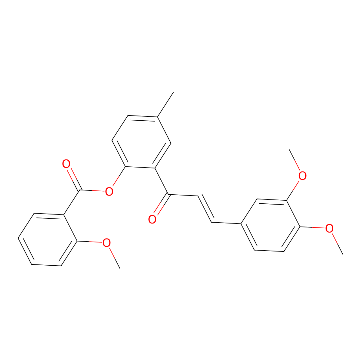 2-[3-(3,4-Dimethoxyphenyl)-1-oxo-2-propen-1-yl]-4-methylphenyl 2-methoxybenzoate molecular structure, CAS 433322-16-8