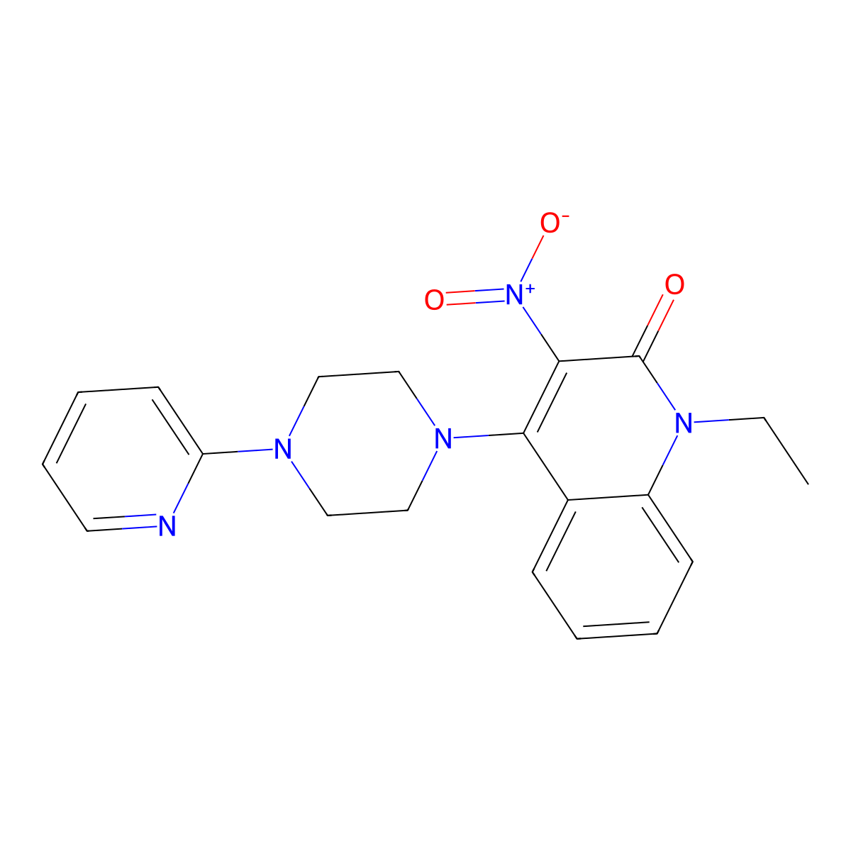 1-Ethyl-3-nitro-4-(4-pyridin-2-ylpiperazin-1-yl)quinolin-2-one molecular structure, CAS 433322-33-9