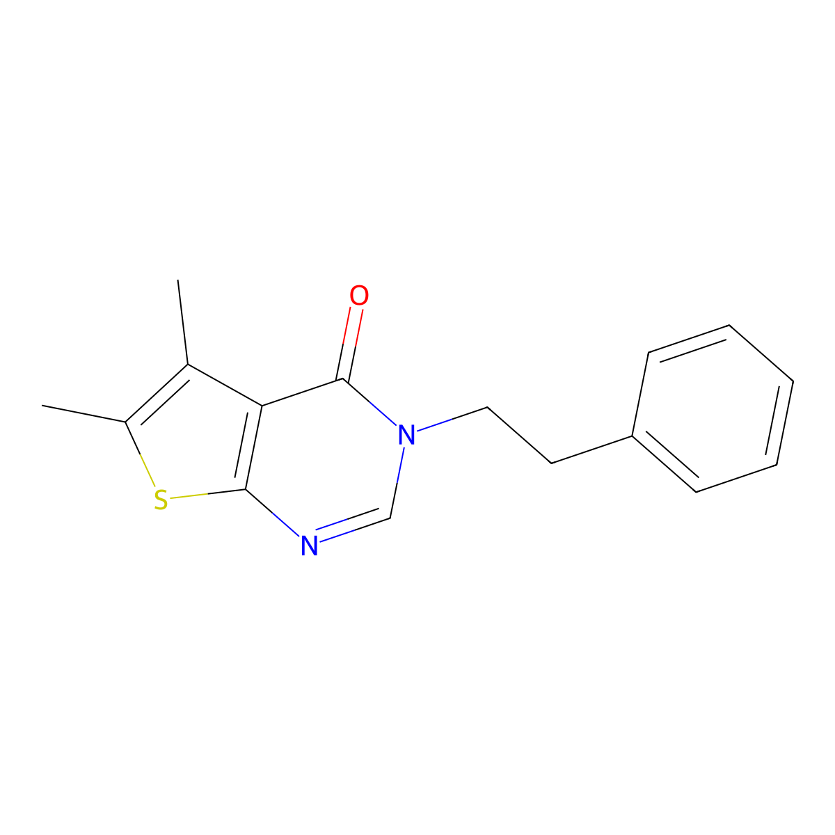 5,6-dimethyl-3-(2-phenylethyl)thieno[2,3-d]pyrimidin-4(3H)-one molecular structure, CAS 433322-34-0