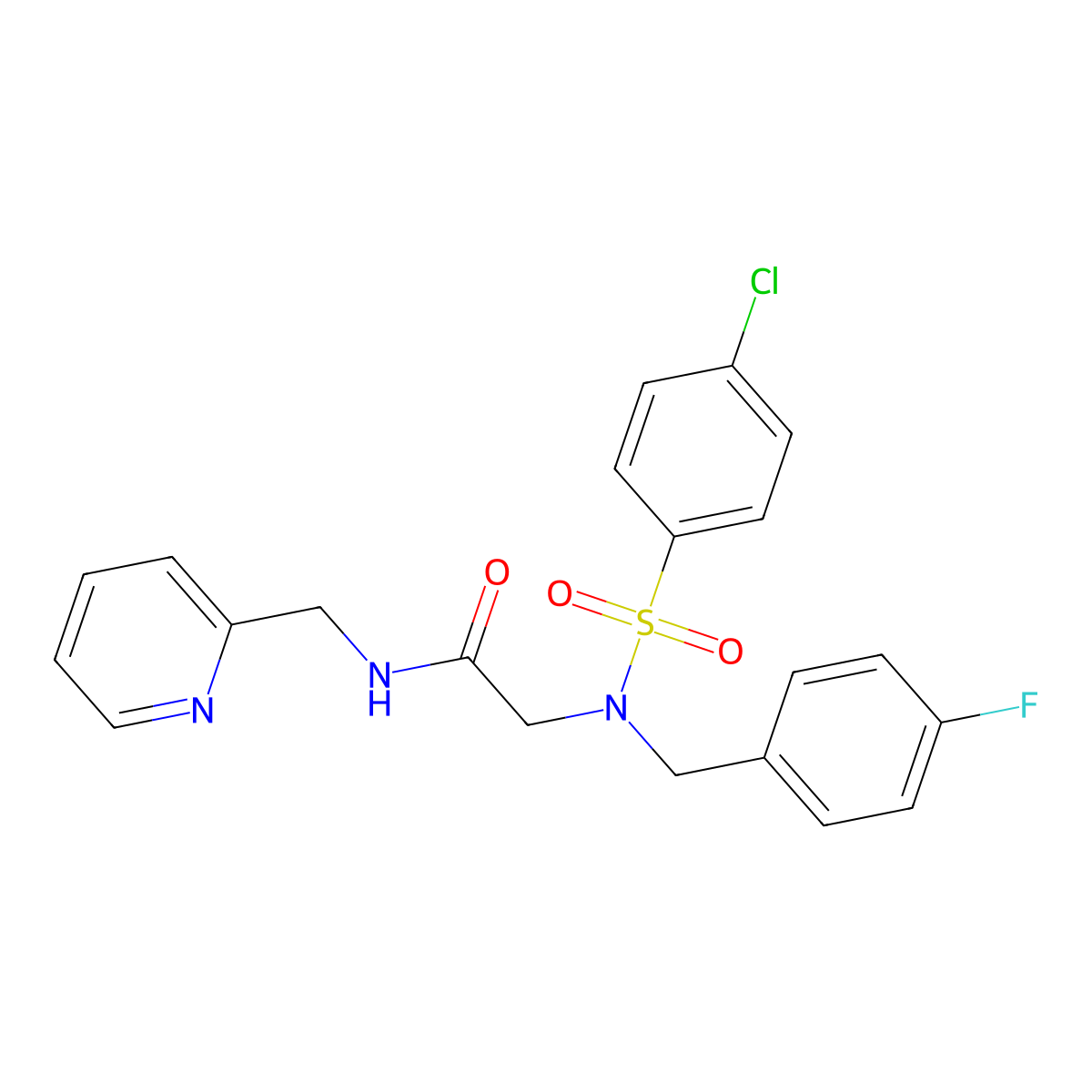 2-[(4-chlorophenyl)sulfonyl-[(4-fluorophenyl)methyl]amino]-N-(pyridin-2-ylmethyl)acetamide molecular structure, CAS 433322-42-0