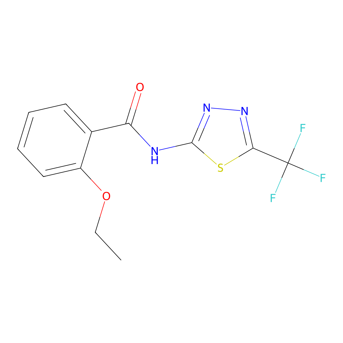 2-ethoxy-N-[5-(trifluoromethyl)-1,3,4-thiadiazol-2-yl]benzamide molecular structure, CAS 433322-45-3