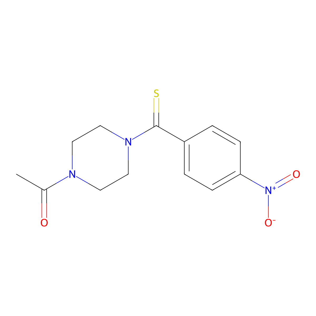 1-Acetyl-4-[(4-nitrophenyl)carbonothioyl]piperazine molecular structure, CAS 433322-46-4