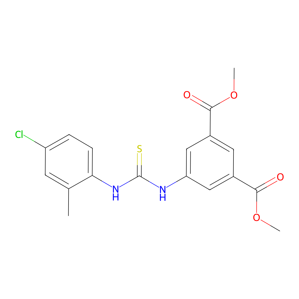 Dimethyl 5-{[(4-chloro-2-methylphenyl)carbamothioyl]amino}benzene-1,3-dicarboxylate molecular structure, CAS 433322-50-0