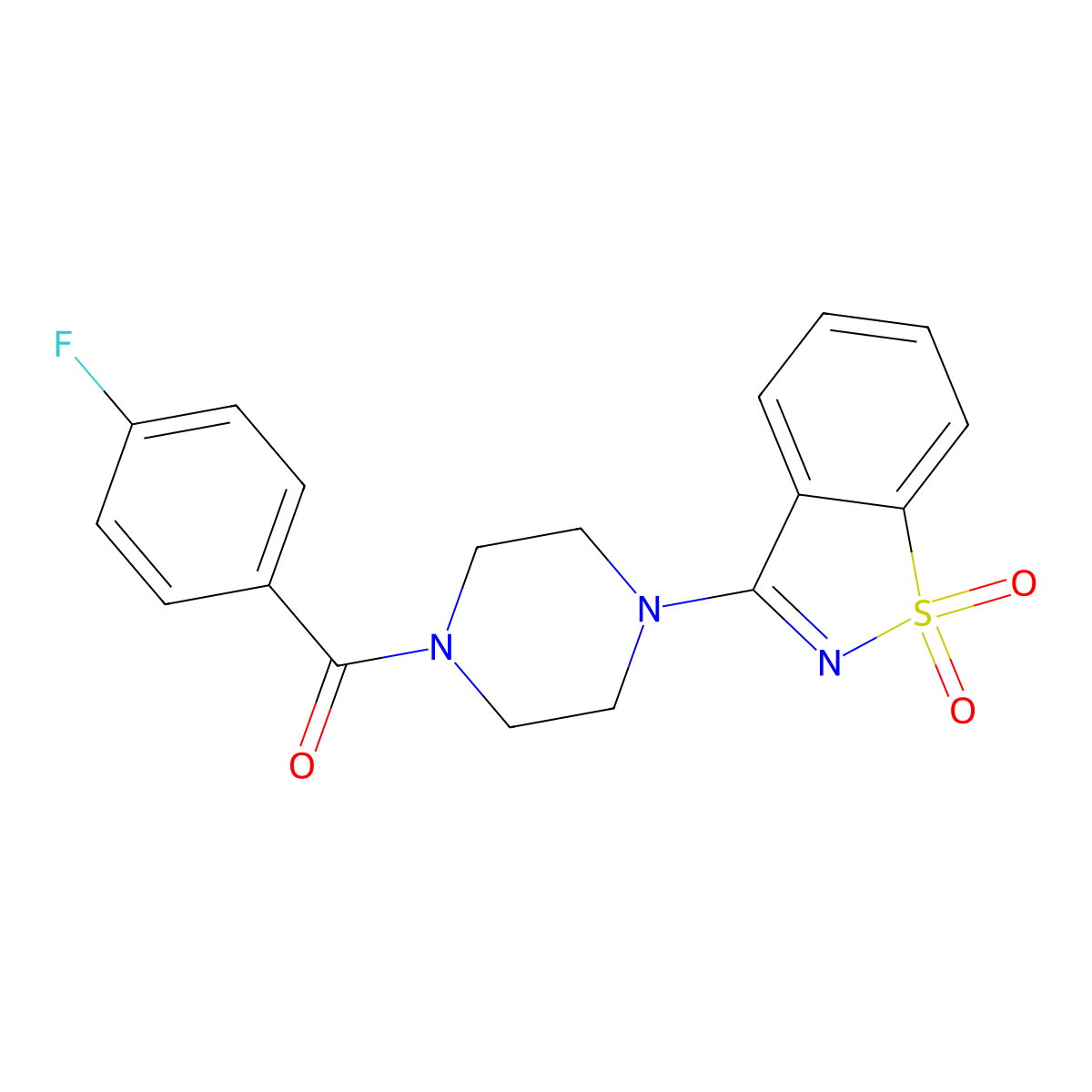 [4-(1,1-Dioxo-1,2-benzothiazol-3-yl)piperazin-1-yl]-(4-fluorophenyl)methanone molecular structure, CAS 433322-58-8