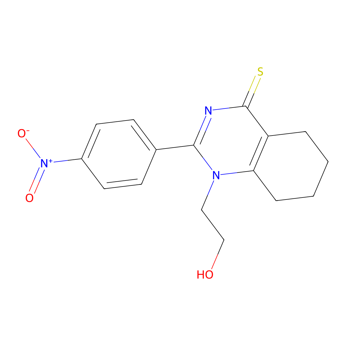 1-(2-hydroxyethyl)-2-(4-nitrophenyl)-5,6,7,8-tetrahydroquinazoline-4(1H)-thione molecular structure, CAS 433322-72-6