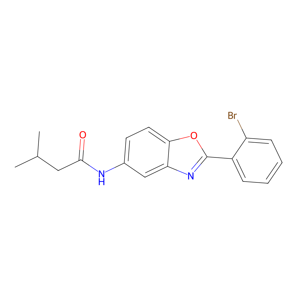N-[2-(2-bromophenyl)-1,3-benzoxazol-5-yl]-3-methylbutanamide molecular structure, CAS 433322-95-3