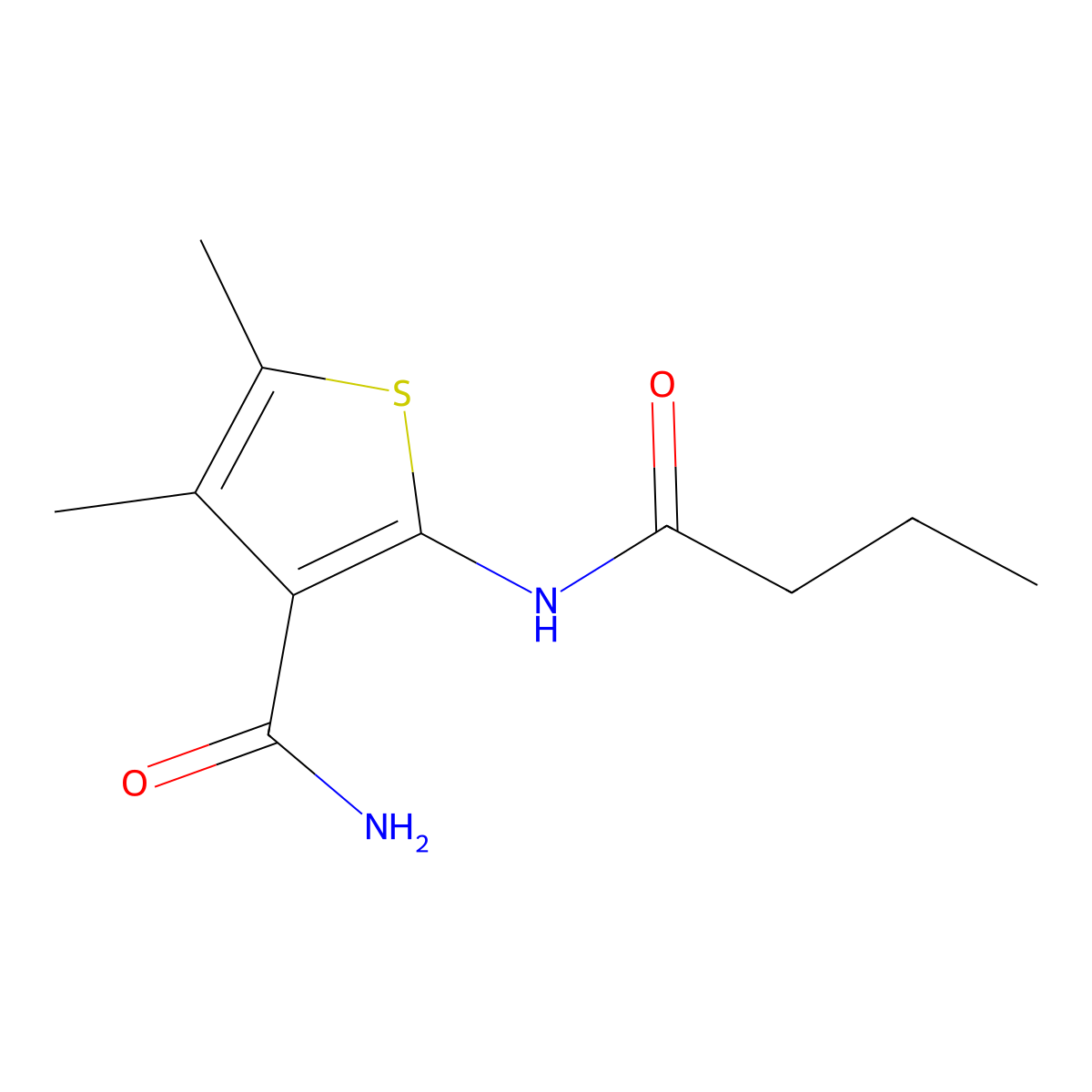 2-(Butyrylamino)-4,5-dimethyl-3-thiophenecarboxamide molecular structure, CAS 433323-45-6