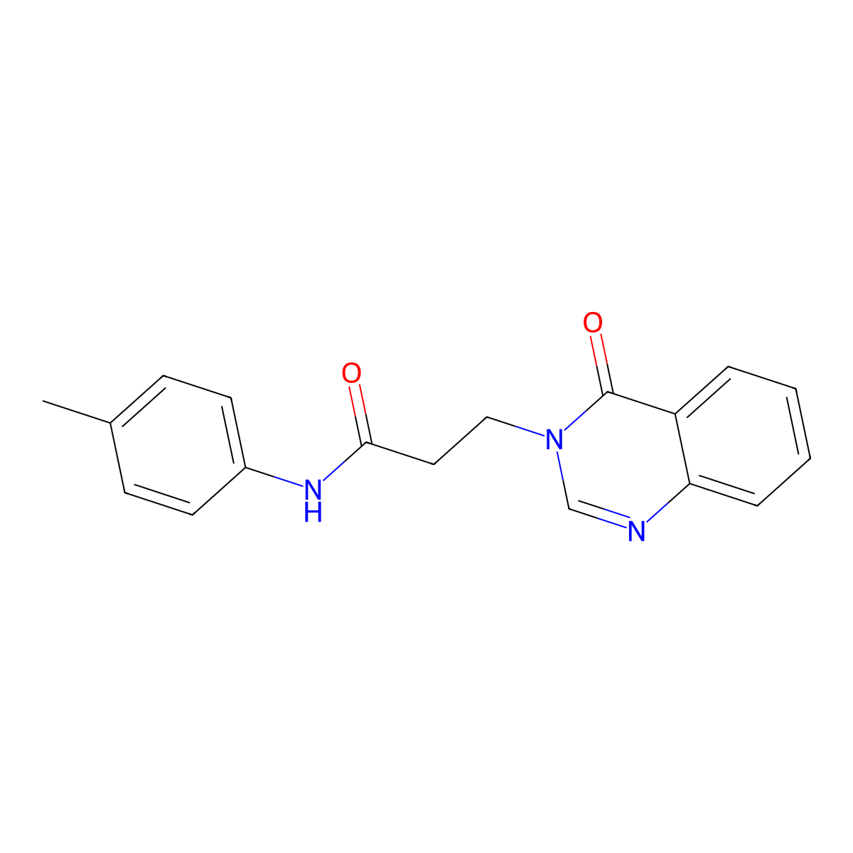 N-(4-methylphenyl)-3-(4-oxoquinazolin-3-yl)propanamide molecular structure, CAS 433323-48-9