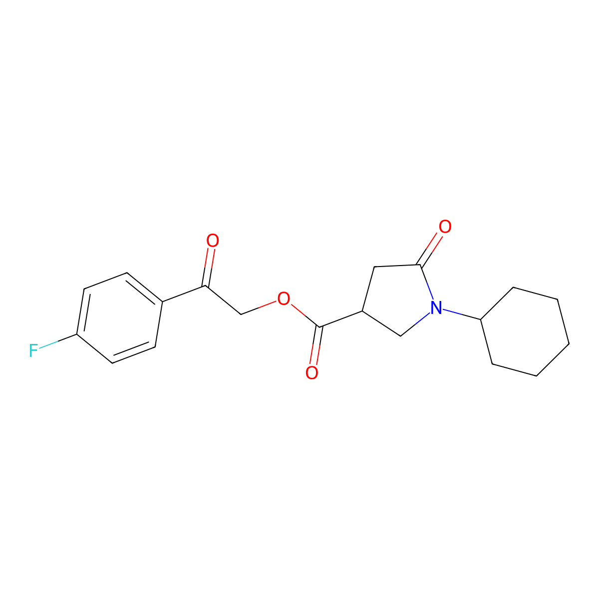 2-(4-Fluorophenyl)-2-oxoethyl 1-cyclohexyl-5-oxopyrrolidine-3-carboxylate molecular structure, CAS 433323-54-7