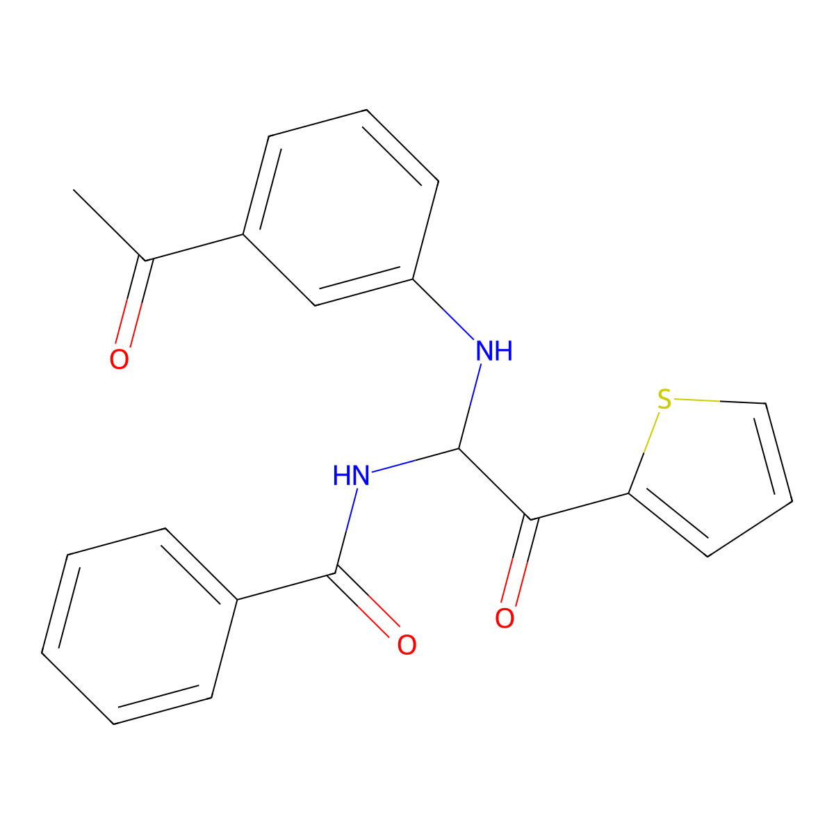 N-{1-[(3-acetylphenyl)amino]-2-oxo-2-(thiophen-2-yl)ethyl}benzamide molecular structure, CAS 433323-64-9
