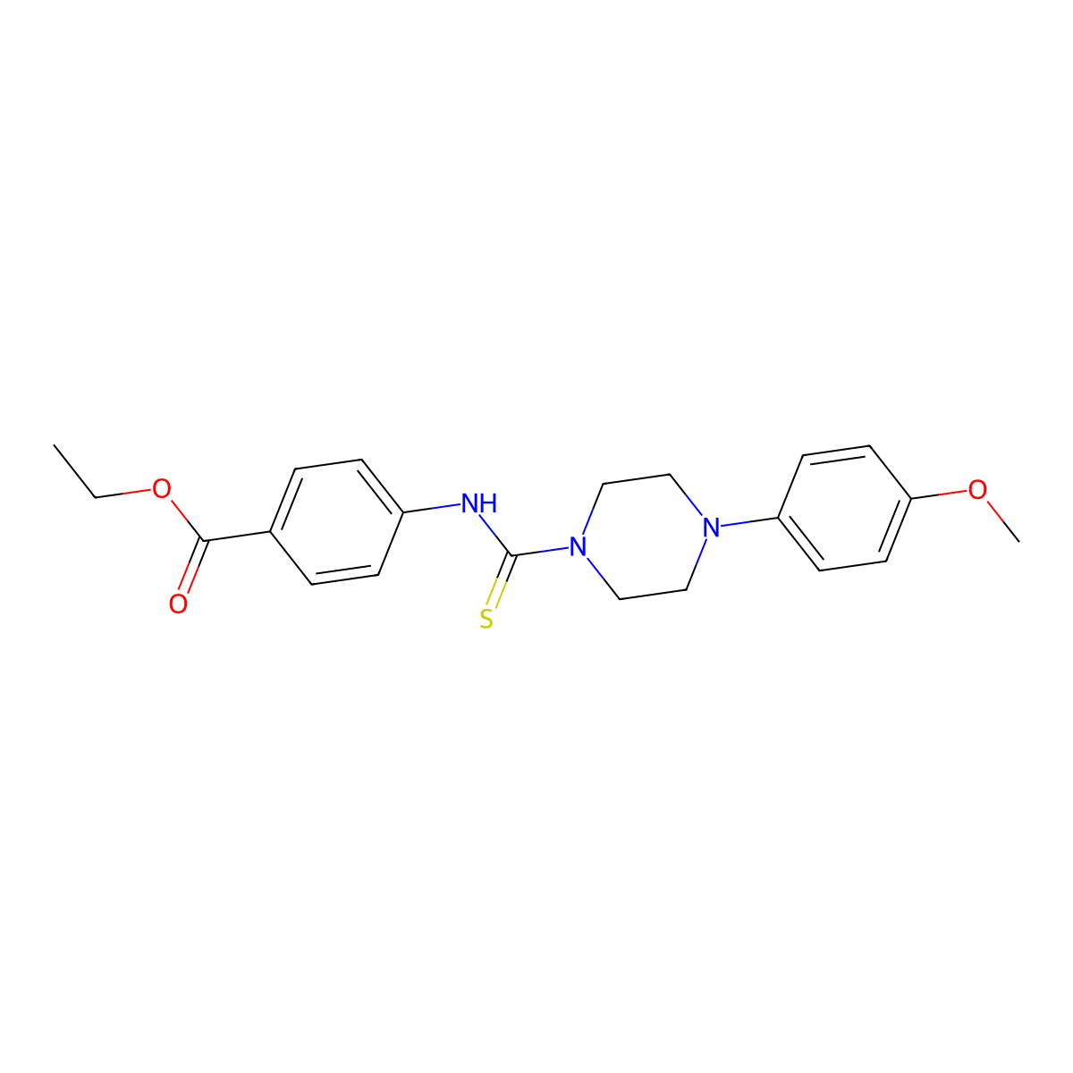 Ethyl 4-({[4-(4-methoxyphenyl)piperazinyl]thioxomethyl}amino)benzoate molecular structure, CAS 433323-86-5