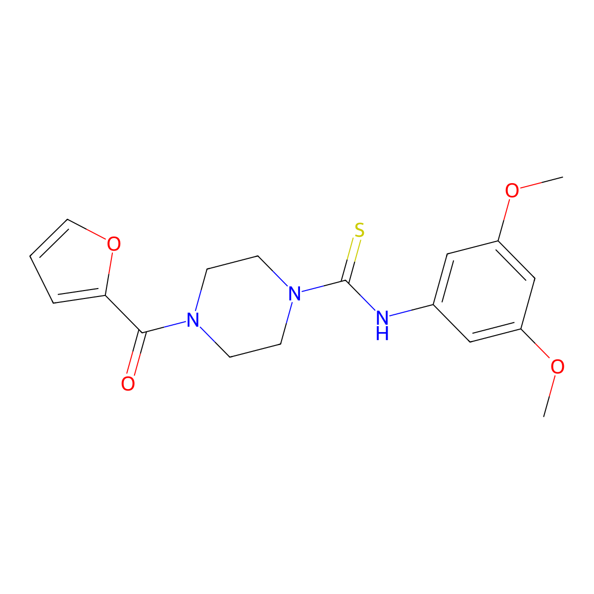 4-{[(3,5-Dimethoxyphenyl)amino]thioxomethyl}piperazinyl 2-furyl ketone molecular structure, CAS 433323-87-6