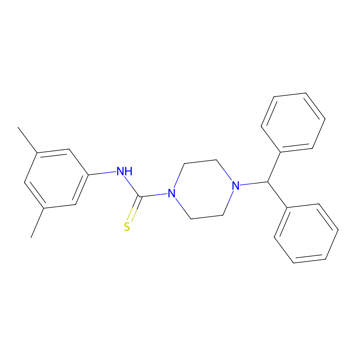 4-benzhydryl-N-(3,5-dimethylphenyl)piperazine-1-carbothioamide molecular structure, CAS 433324-03-9