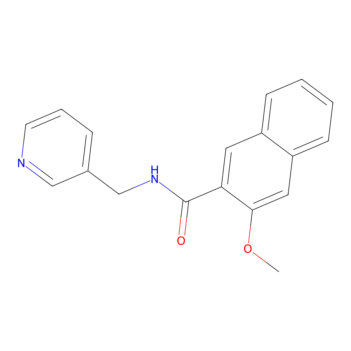 3-methoxy-N-(pyridin-3-ylmethyl)naphthalene-2-carboxamide molecular structure, CAS 433324-04-0