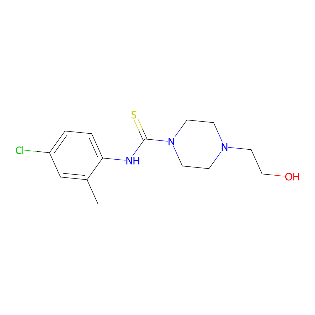 N-(4-chloro-2-methylphenyl)-4-(2-hydroxyethyl)piperazine-1-carbothioamide molecular structure, CAS 433324-13-1