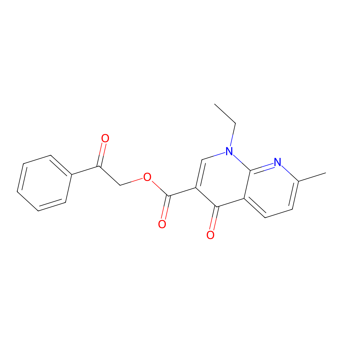 2-Oxo-2-phenylethyl 1-ethyl-7-methyl-4-oxo-1,4-dihydro-1,8-naphthyridine-3-carboxylate molecular structure, CAS 433324-17-5