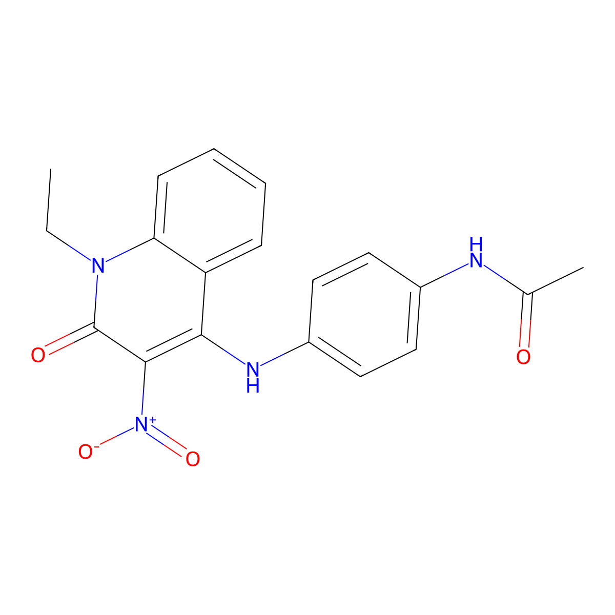 N-(4-((1-ethyl-3-nitro-2-oxo-1,2-dihydroquinolin-4-yl)amino)phenyl)acetamide molecular structure, CAS 433324-23-3