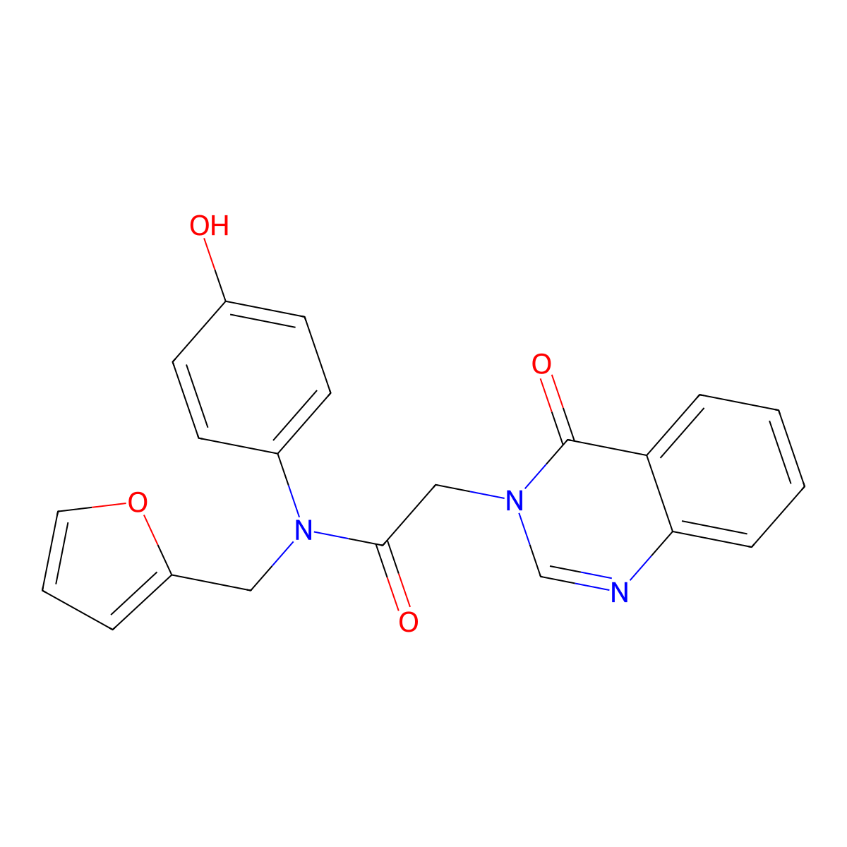 N-(furan-2-ylmethyl)-N-(4-hydroxyphenyl)-2-(4-oxoquinazolin-3-yl)acetamide molecular structure, CAS 433324-43-7