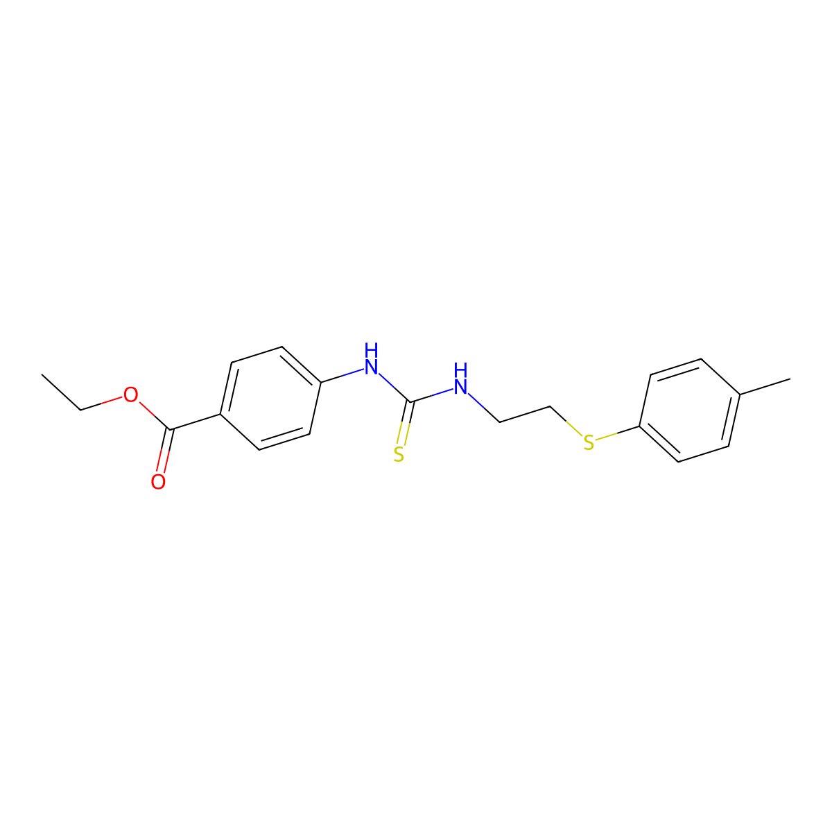 Ethyl 4-[({2-[(4-methylphenyl)sulfanyl]ethyl}carbamothioyl)amino]benzoate molecular structure, CAS 433324-52-8