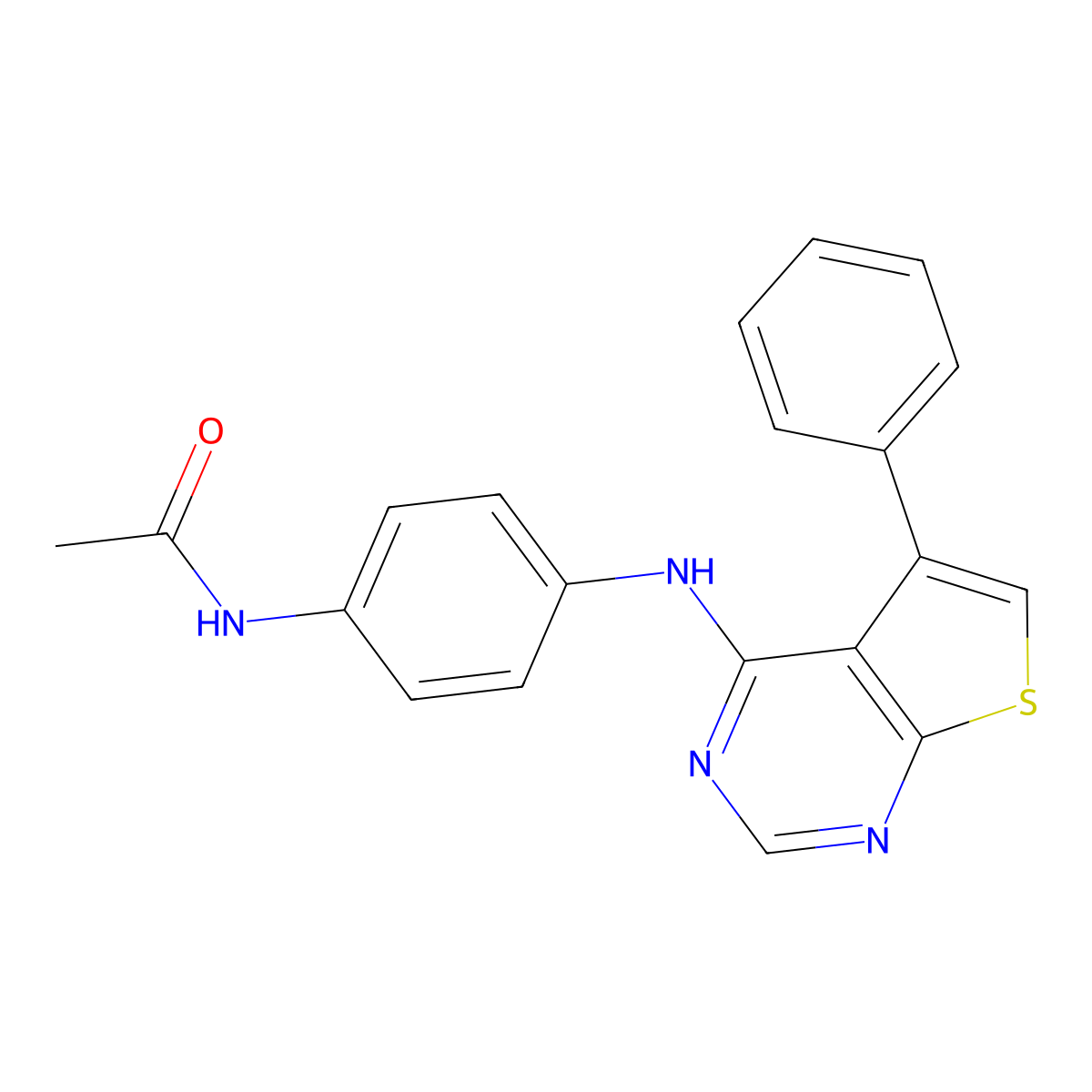 N-[4-[(5-phenylthieno[2,3-d]pyrimidin-4-yl)amino]phenyl]acetamide molecular structure, CAS 433324-82-4