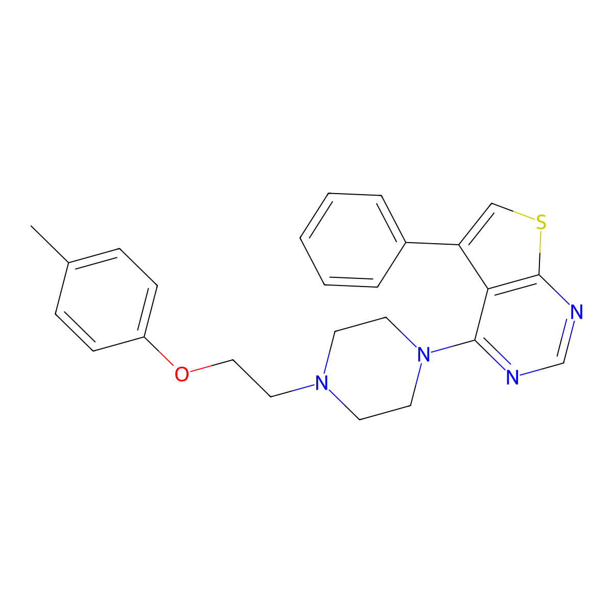 1-[2-(4-Methylphenoxy)ethyl]-4-{5-phenylthieno[2,3-d]pyrimidin-4-yl}piperazine molecular structure, CAS 433324-84-6